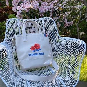 Small canvas “THANK YOU” bucket bag.